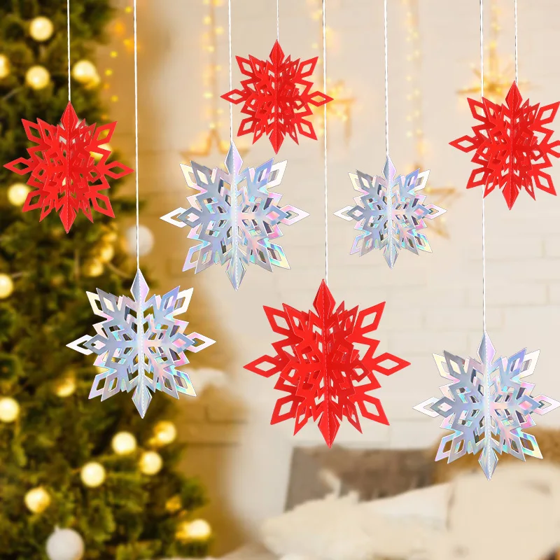 

Рождественские снежинки, подвесные украшения, 3D полые бумажные гирлянды, украшение, поддельный снег, зимний Декор для дома, новый год, 6 шт.