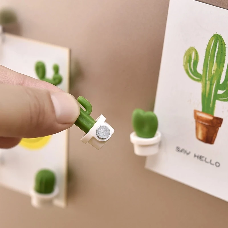 

6/12pc 3D Fridge Magnets Cute Mini Succulent Plant Vase Set Button Kitchen Sticky Note Cactus Refrigerator Message Sticker Decor