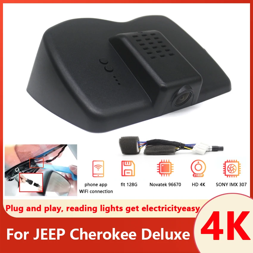 Easy to install Hidden Car DVR WIFI UHD 4K Dash Cam Camera Video Recorder Original For JEEP Cherokee Deluxe 2015 2016 2017 2018