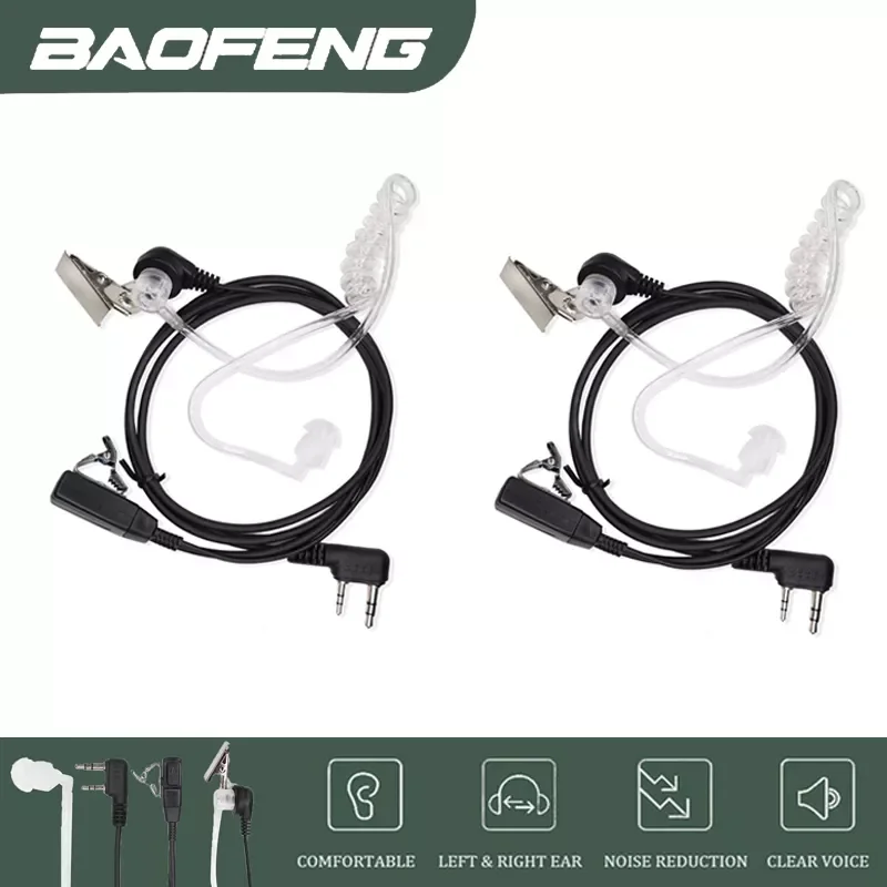 

NEW2023 Air Acoustic Tube Headset for Walkie Talkie Radio K Port Earphone PTT with Microphone for UV-5R 888s Earbuds Earpiece