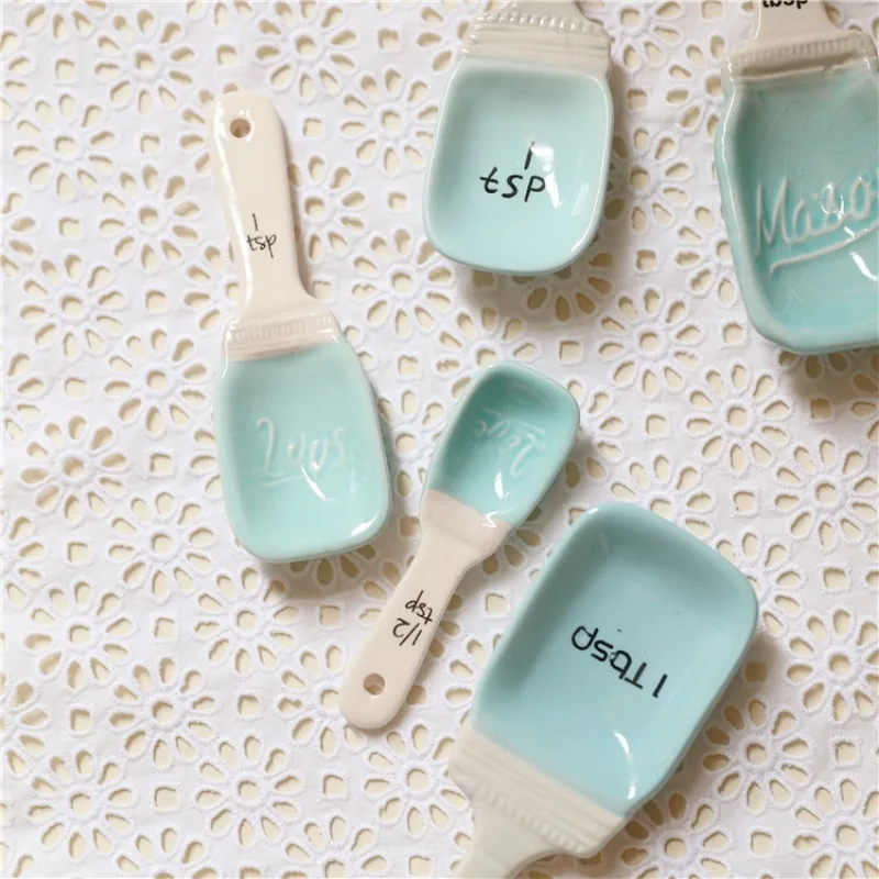 

Ceramic Measuring Spoon Kitchen Bakery Salt Sugar Flour Measuring Spoon Portable Home Coffee Dessert Spoons Baking Gadgets