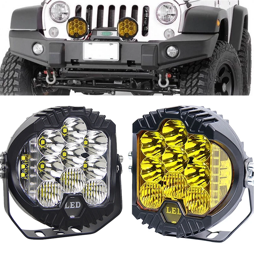 

7 inch Led Offroad 4x4 Accessories 90W 3000K Spot Lights Jeep Wrangler jk ATV SUV Led Work Light 5 inch Auxiliary Headlights Car