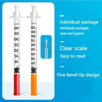 20pcs 1ml disposable safety sterile syringe orange cap plastic liquid dispenser