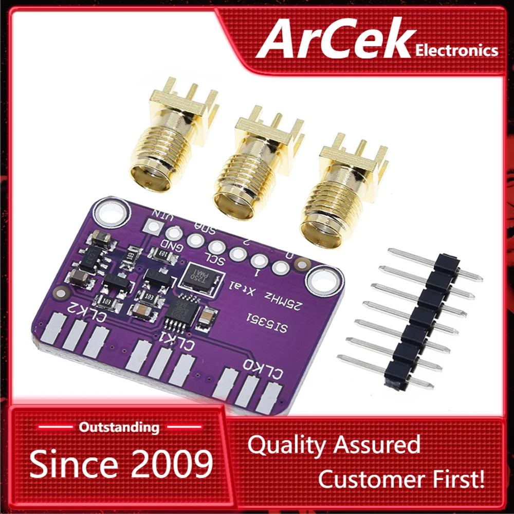 Настольная плата для генератора часов Si5351A Si5351 I2C, 3-5 в постоянного тока, Модульная плата для выключения, генератор сигналов, часы 8 кГц-160 МГц для Arduino