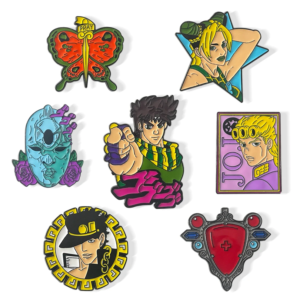 

JOJO Bizarre Adventure Anime Enamel Brooch Pins Stardust Crusaders Cartoon Figure Badge Brooch for Fans Backpack Decorate