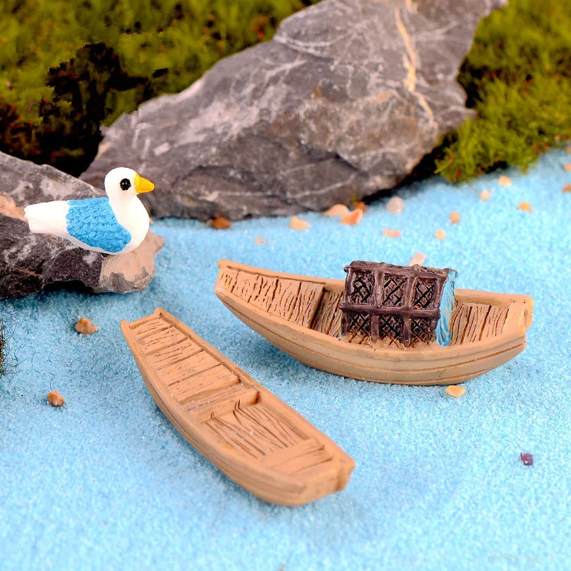 1 шт. миниатюрное искусственное мини-украшение из смолы статуэтка с лодкой