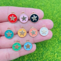 20 pcs round pentagram enamel accessories decorative fashion necklace pendant bracelet round earrings diy handcraft accessories