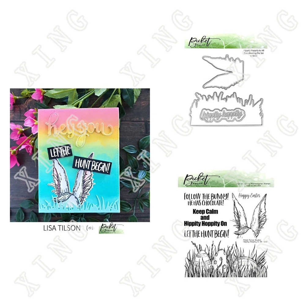 

2022 Hippity Hoppity to All Cutting Dies Clear Stamps Seal Diy Craft Paper Scrapbooking Greeting Card Decoration Embossing Molds