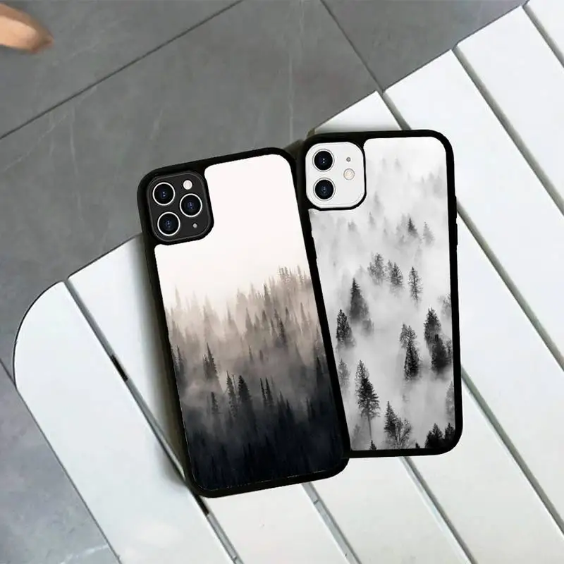 

Mountain Forest Cloud Clear Printed Phone Case Silicone PC+TPU Case for iPhone 11 12 13 Pro Max 8 7 6 Plus X SE XR Hard Fundas