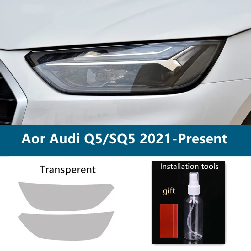 

2 шт. Дымчатая черная прозрачная защитная пленка из ТПУ для автомобильных фар, наклейка для Audi Q5 SQ5 Quattro Facelift 2021-на аксессуары