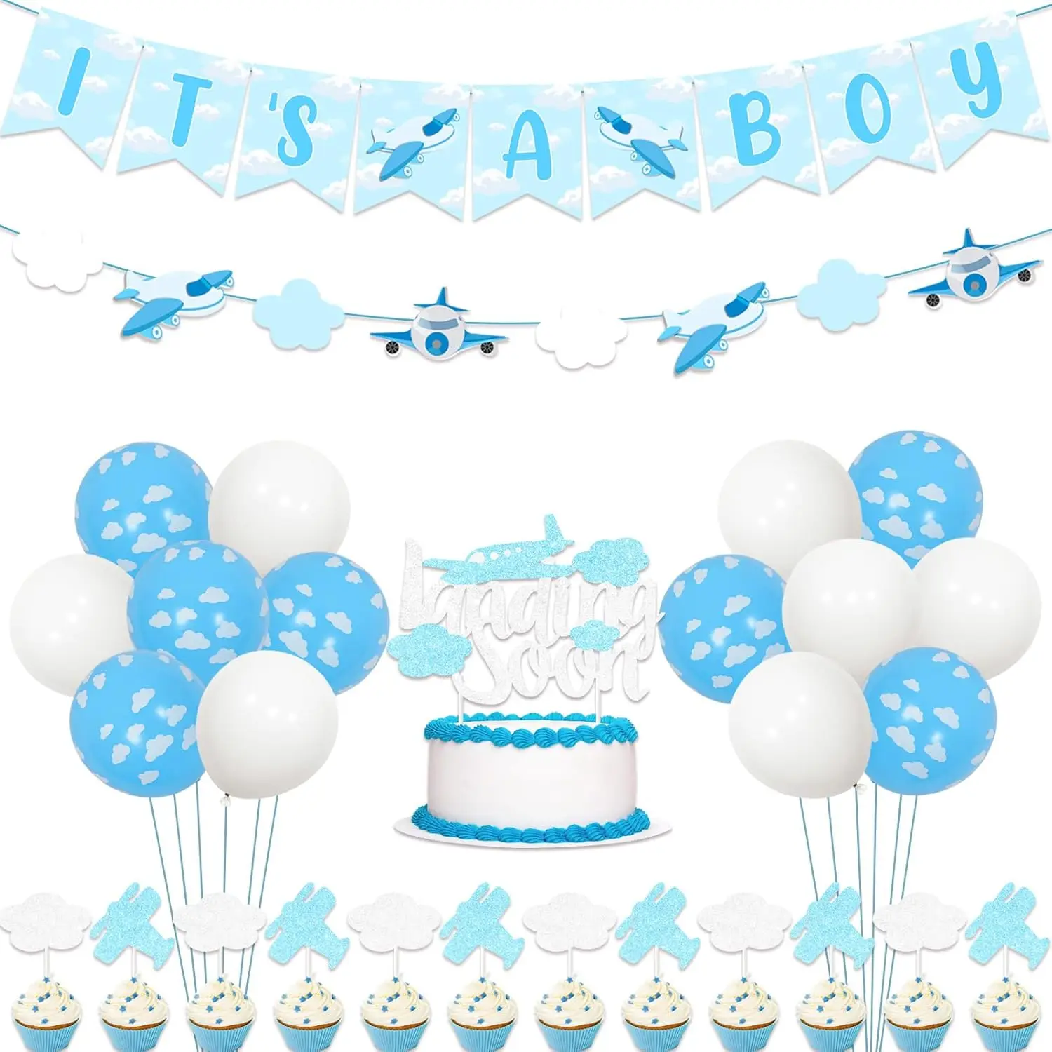 Сюрприз самолет декор для детского душа баннер мальчика воздушные шары небесная