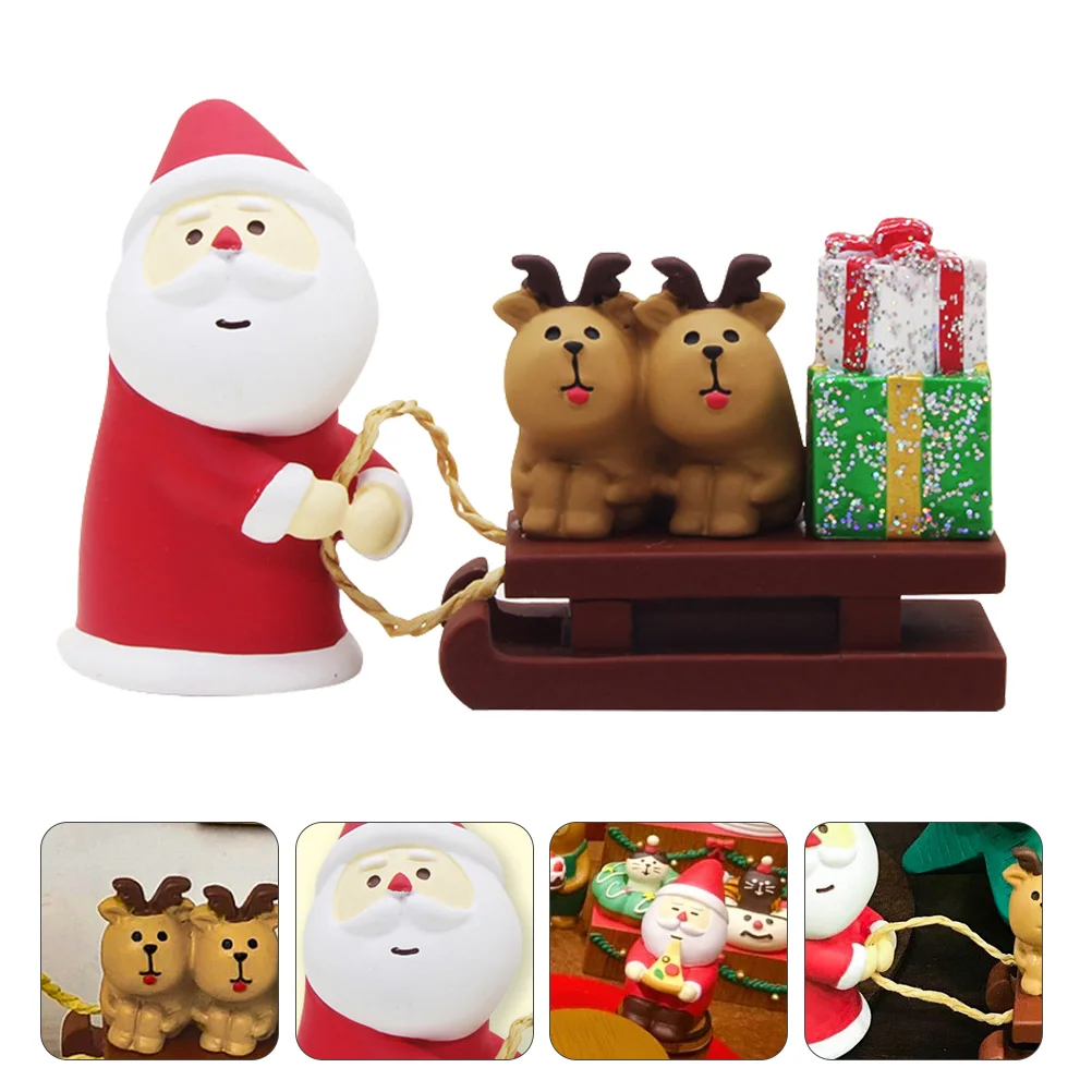 

1pc Novel Christmas Desktop Adornment Sleigh Car Decor Resin Decoration Prop