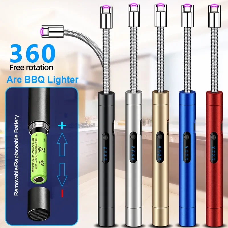 

New Upgrade Replaceable Battery Single Arc Pulse Windproof Type-c Rechargeable Home Kitchen Gas High Quality Candle Lighter