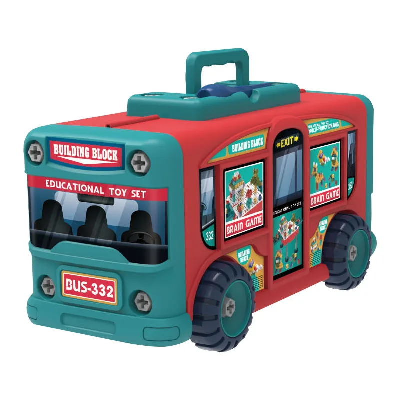 

JMU City School Bus Car Compatible Dinosaur Model Building Block Table Can Be Stored And Disassembled Multi-purpose Game Table