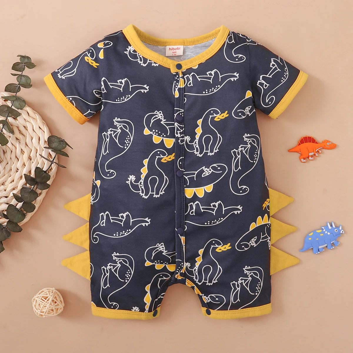 

Hibobi Baby Boy Casual Dinosaur Print Short Sleeve Bodysuit