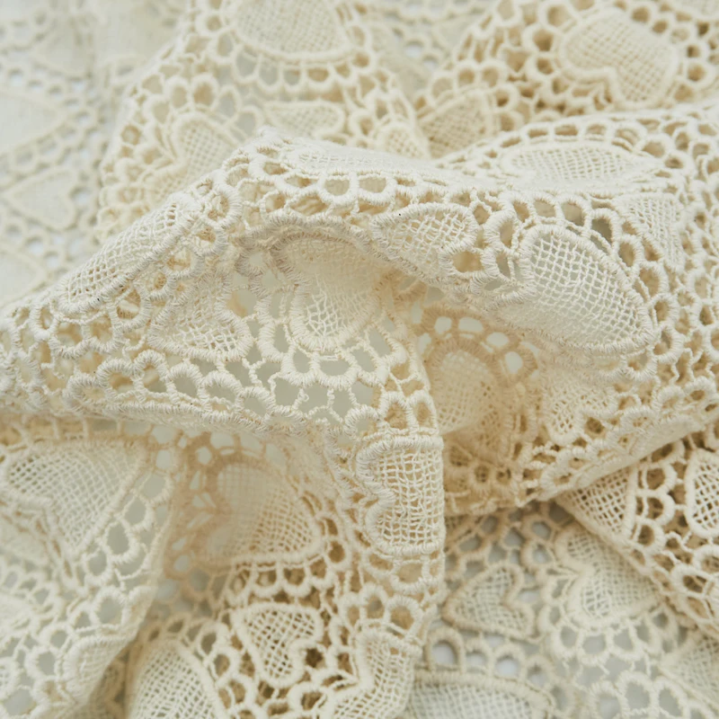 Персиковое сердце чистого хлопка Водорастворимая кружевная Ткань Для платья