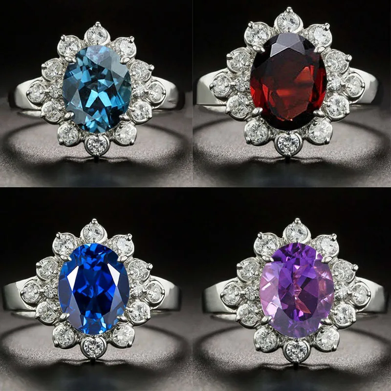 

Popular Hot Sale Fashion Female Ring Crystal Petal Shape Exquisite Inlaid Zircon Rings Wholesale Jewlery for Women