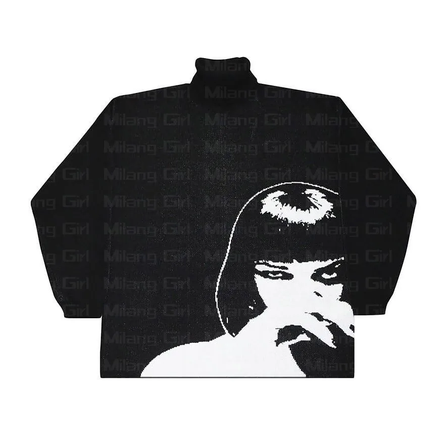 Эстетичный Готический мужской вязаный свитер с портретом пуловер на осень и зиму