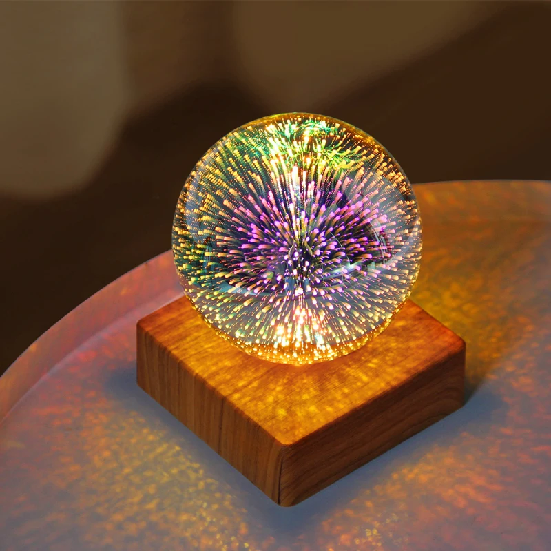 

Romantic 3d Firework Crystal Ball Lamp 2023 Night Light Colorful Atmosphere Usb Table Lights For Home Room Decoration Creative
