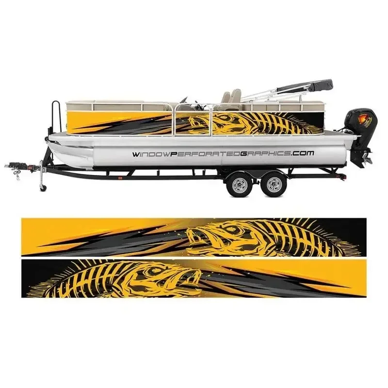Камуфляжная черно-белая рыба Марлин графическая виниловая лодка понтон
