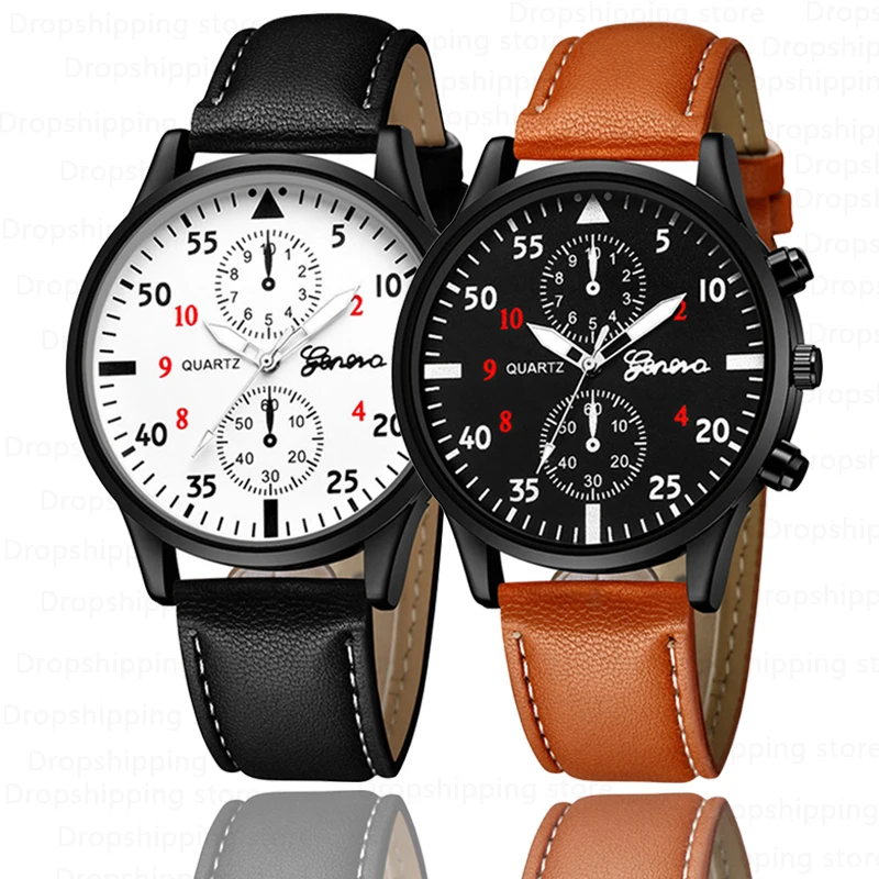 

2022 Black Leather Relogio Masculino Fashion Trend Men Watches Casual Sports Brand Quartz Wrist Watch For Men 2022 Orologio Uomo