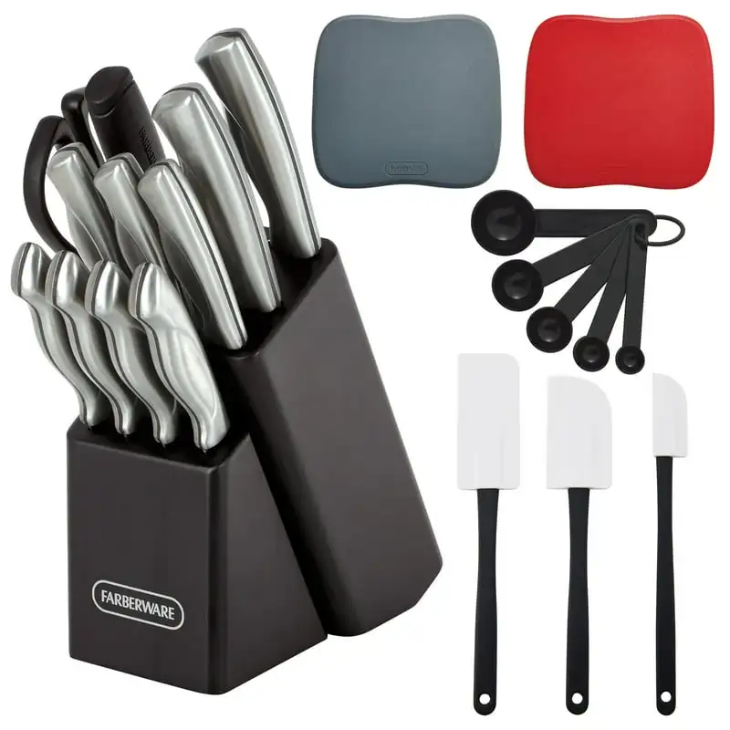 

22-piece Stamped Stainless Steel Cutlery and Utensil Set Kawaii tableware Kitchen cutlery Steak knives Jogo de talheres Cubierto