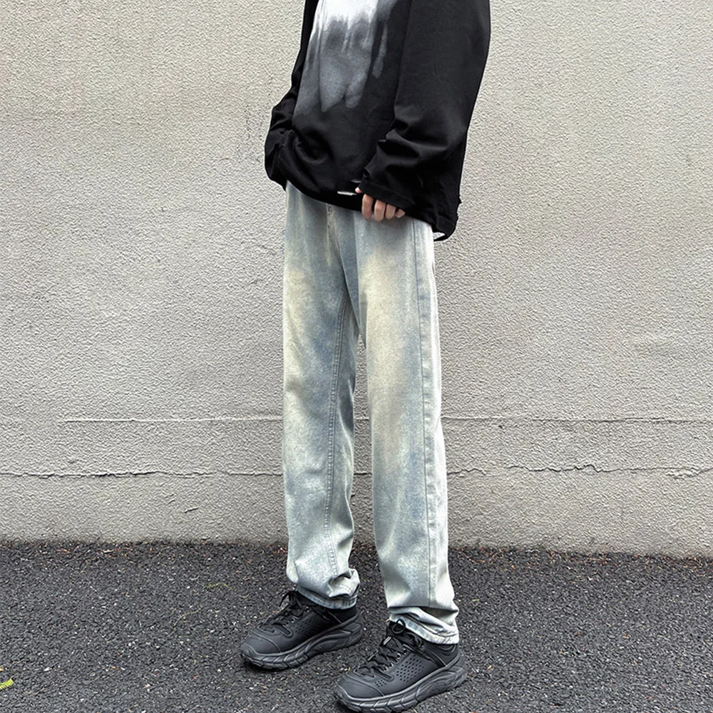 Classic Denim for Men American Style High Street Daily Casual Loose Straight Pants Spring Autumn Male Vintage Blue Jeans