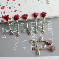 10pcslot half face three dimensional rose flower shape enamel charms kc gold color alloy jewelry pendant diy accessories