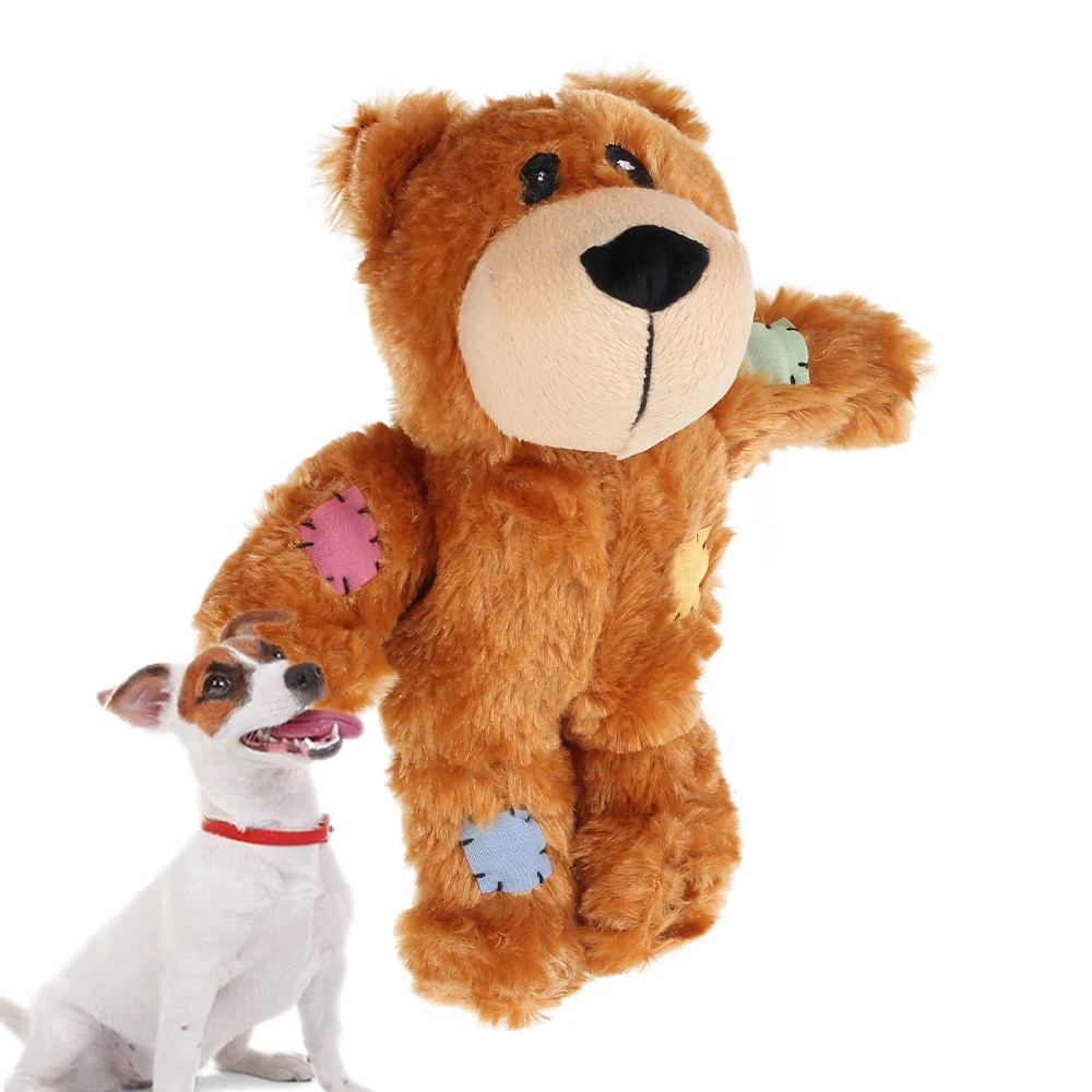 Жевательные игрушки для собак мягкий плюшевый медведь пищалка веревка Тедди