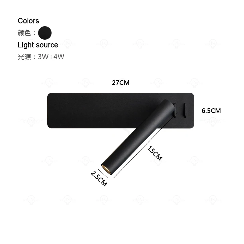 Белый скандинавский прикроватный настенный светильник, светодиодный настенный светильник для чтения в спальне, кабинет с переключателем, вращающийся настенный светильник с регулируемым углом