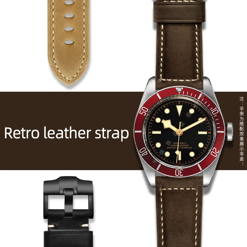 

Cowhide Leather Watch Strap 22mm 20mm for Tudor Black Bay GMT Tissot Breitling Series Brown Wrist Strap Men's Watch Accessories