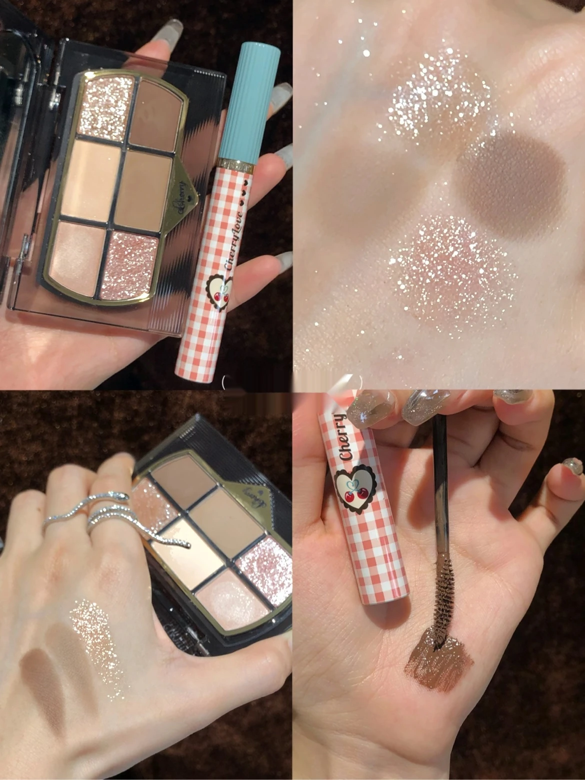 

GY Cherry Party Six Color Eyeshadow Palette Cherry Girl Rock Baby Gramophone Record Fromage Box