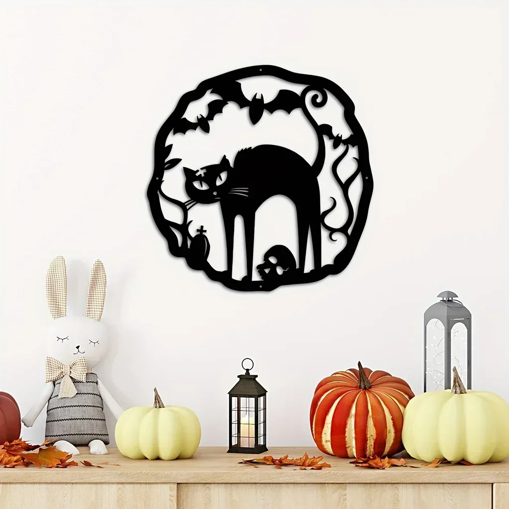 Современный страшный настенный знак для дома и улицы венок с изображением кошки