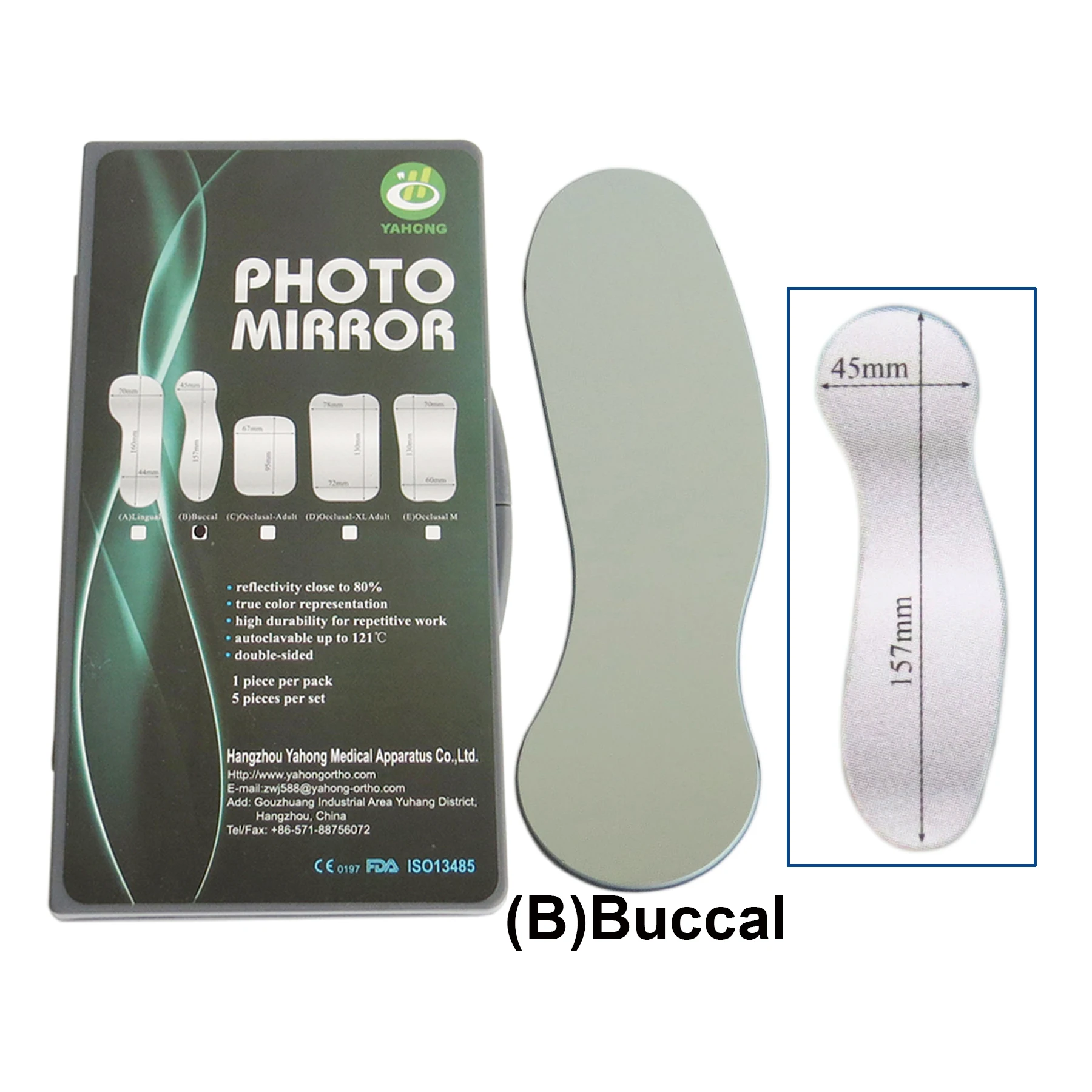 

YAHONG Dental Double-Sided Glass Photo Mirror Intraoral Photographic Oral Orthodontic Lingual Buccal Occlusal 5 Sizes