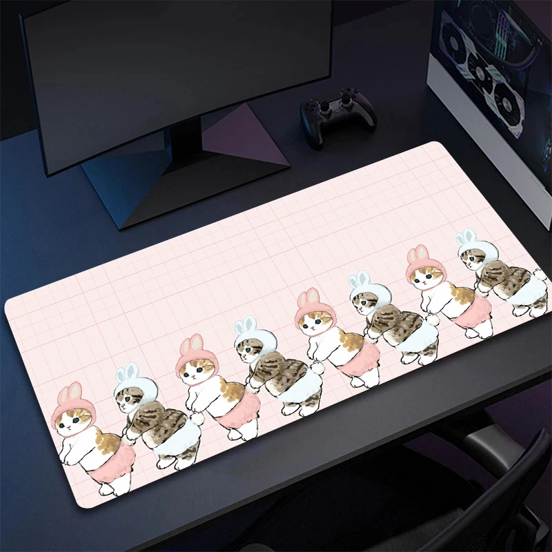 

Kawaii Computer Mouse Pad 900x400 Cute Cat Pink Mousepad Anime Gamer Cabinet Games Office Accessories Desk Mat Pc Keyboard Mats