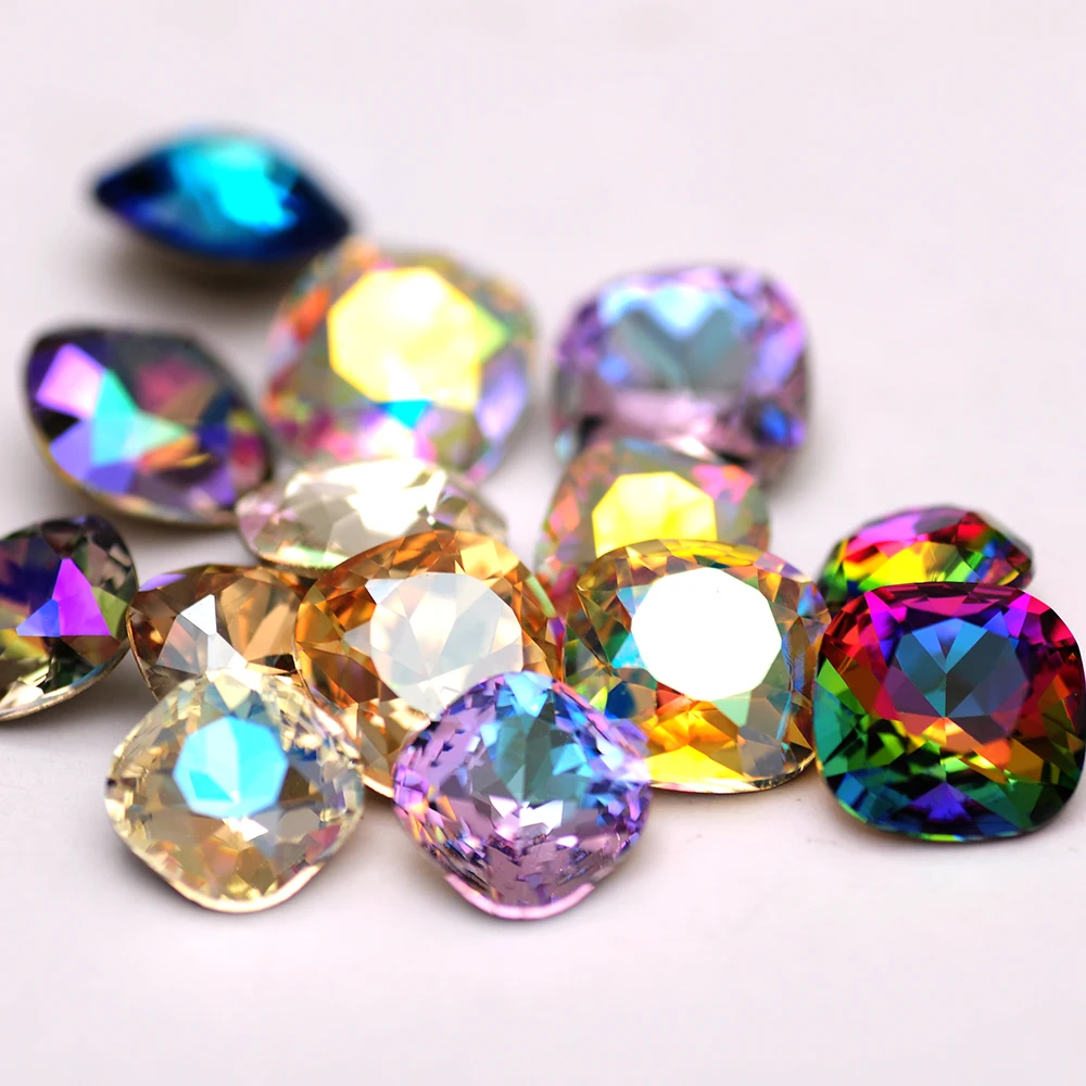 

CTPA3bI 4470 Crystal AB Strass Glass Sew On Rhinestones Crystal Gemstones Cushion Square Fancy Stone DIY Garment Shoes Jewelry