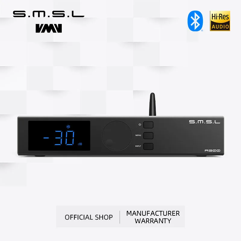 SMSL A300 Усилитель мощности высокого разрешения 165 Вт * 2 Режим BTL Bluetooth 5.0 Поддержка пассивных динамиков и активных сабвуферов с дистанционным управлением