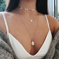 new trend bohemian long tassel necklace for women girl multilayer chains choker crystal pendant jewelry gift clavicular chain co