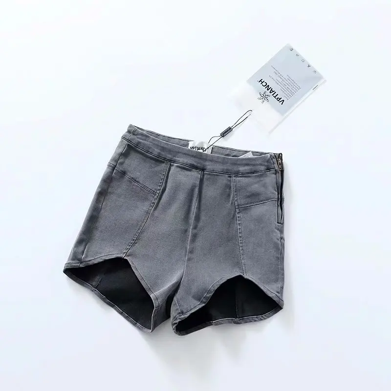 female high waist slim sexy mini petal short jeans 2022 summer vintage brand casual street trendy washed denim skinny hot pants free global shipping