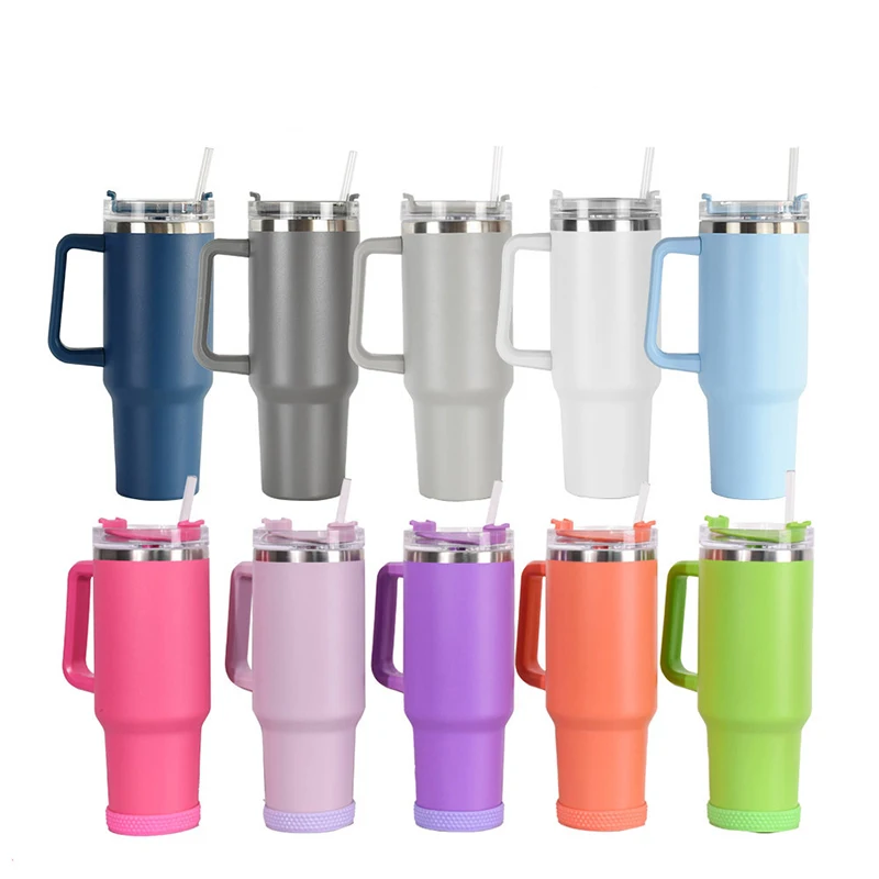 

40oz Cute Stainless Steel Thermos Mug Cup with Straw Lid Handle Thermal Flask for Coffee Milk Keep Warm Cool Water Bottle