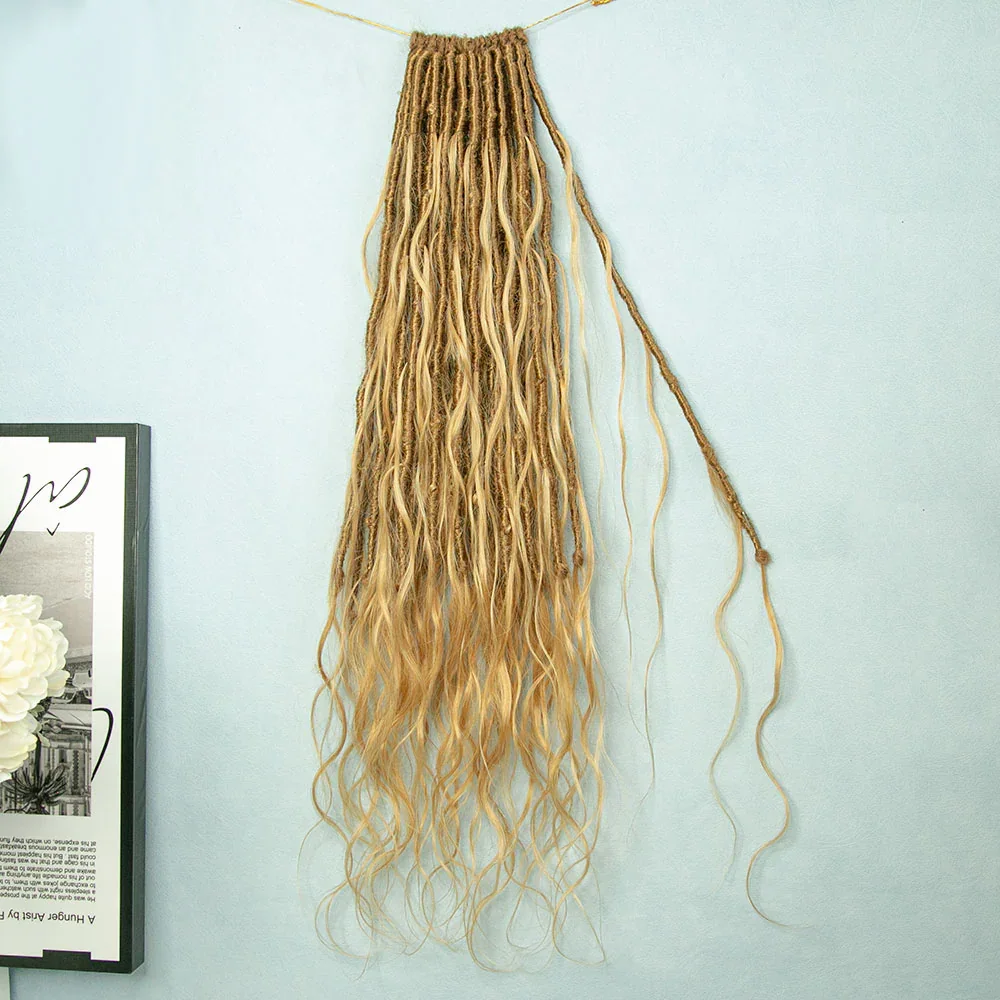 #27 Goddess Locs Crochet Hair Pre Looped Faux Extension With Body Wave Human Curls