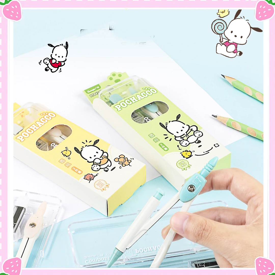 

Pochacco Pencil Compass Sets Kawaii Students Stationery Smooth Mathematics Drawing Anime Sanrioed Cute Kids Girls Gift Lovely
