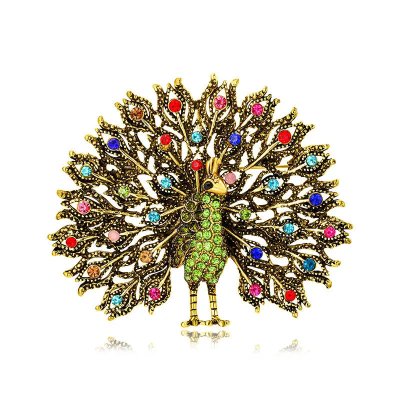 

Candycat Sparkling Peacock Brooches for Women Multicolor Zircon Crystal Exquisite Vintage Pins Jewelry Accessories Female Gift