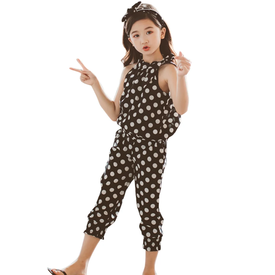 

Girls Summer Clothes Dot Pattern Girls Clothing Vest + Short Costumes For Girls Teenage Children's Tracksuit 6 8 10 12 14