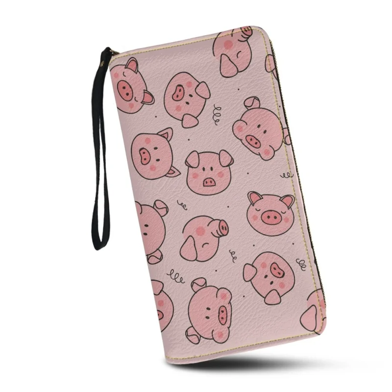 Belidome Pink Pig Wallet for Women Leather RFID Blocking Design Zip Around Card Holder Organizer Ladies Travel Clutch Wristlet