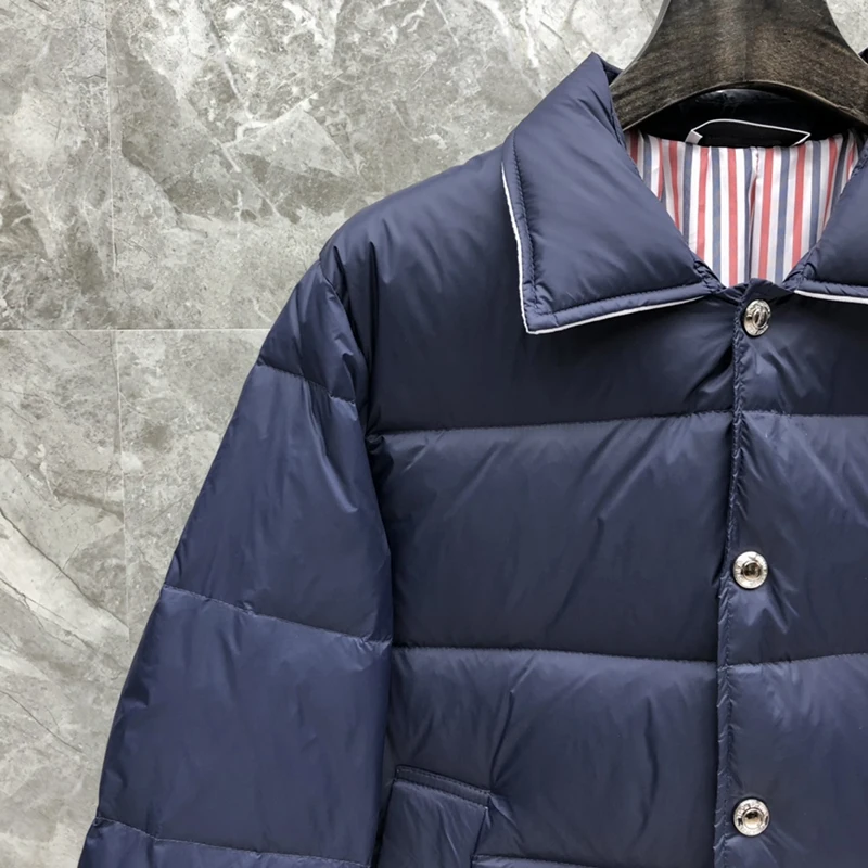 TB THOM Men's Boutique Winter Jacket Down Jackets Fashion Brand Overcoat Classic Down-Filled Matte Nylon 4-bar Stripe TB Jacket