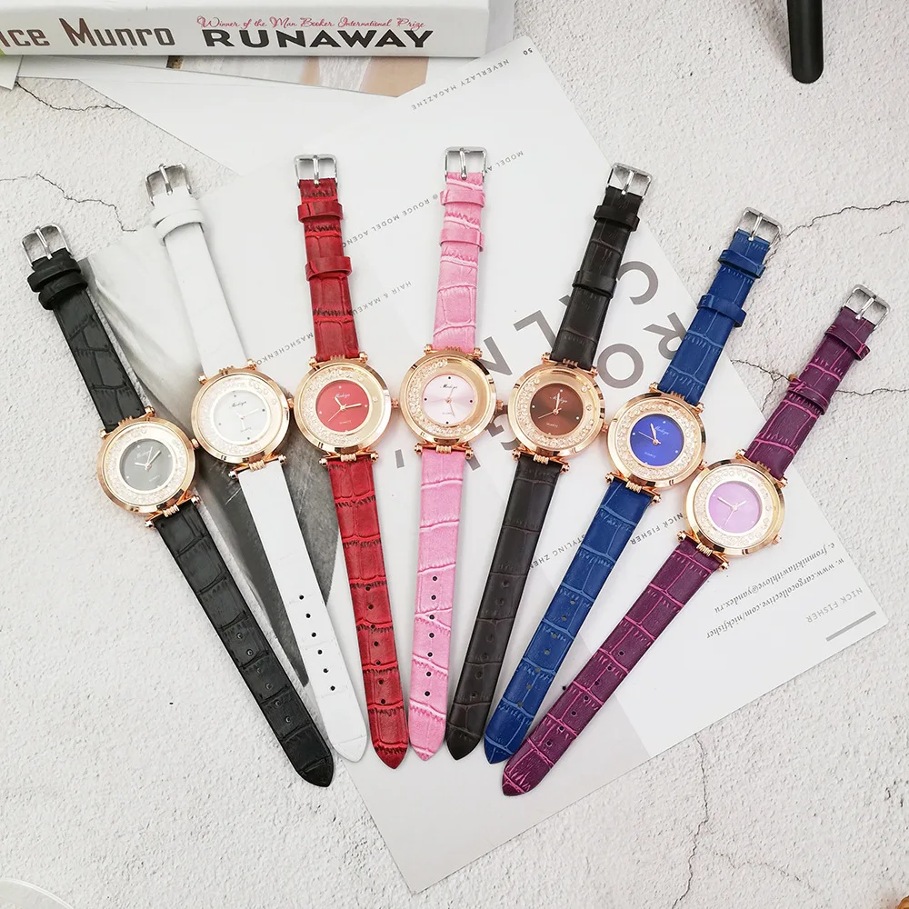 

Korean version of all-match fashion women's watch MODIYA ball quicksand rhinestone temperament turntable watch women