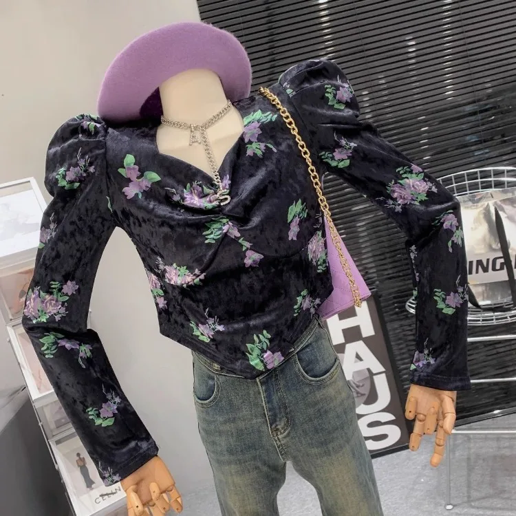 Korejepo Французский легкий роскошный бархатный топ с квадратным вырезом и