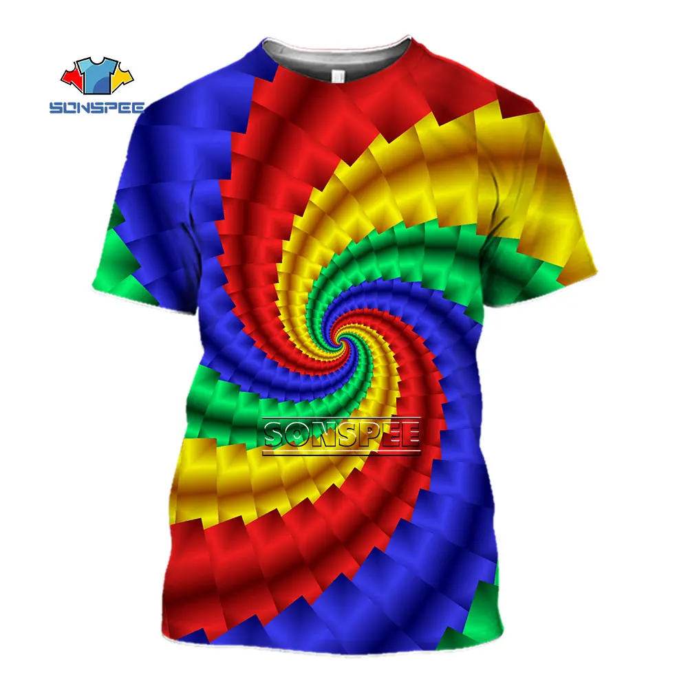 

SONSPEE Men's Graphic Optical Illusion T-shirt Short Sleeve 3D Printed Unisex Tees High Quality Casual Fashion Streetwear Tops