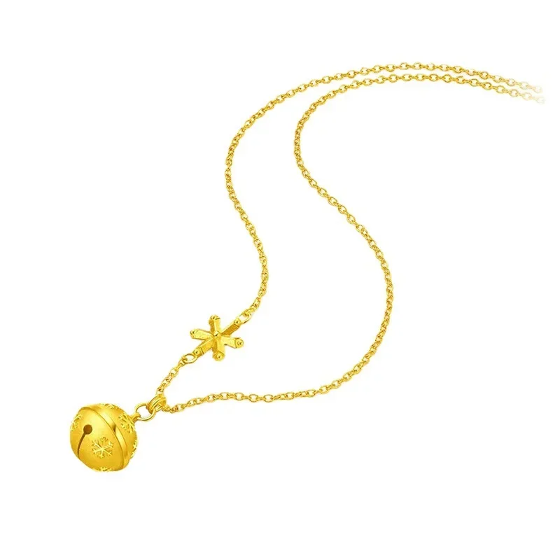 Женское Ожерелье из желтого золота 18 К цепочка с подвеской в виде снежинки